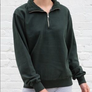 brandy melville dark green missy quarter zip